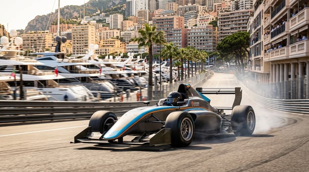 Firefly_Gemini-Flash_Ultra-realistic-Formula-race-car-driving-through-a-Monaco-inspired-luxury-stree